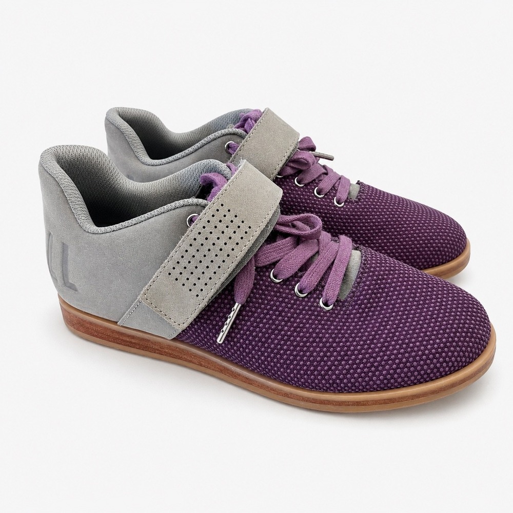NOBULL Lifter Purple Grey Weightlifting Shoes Mens 6 Womens 7.5 CrossFit gumsole